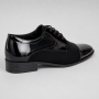 Pantofi barbati negri din piele naturala lac si velur cu siret GKR819LVN